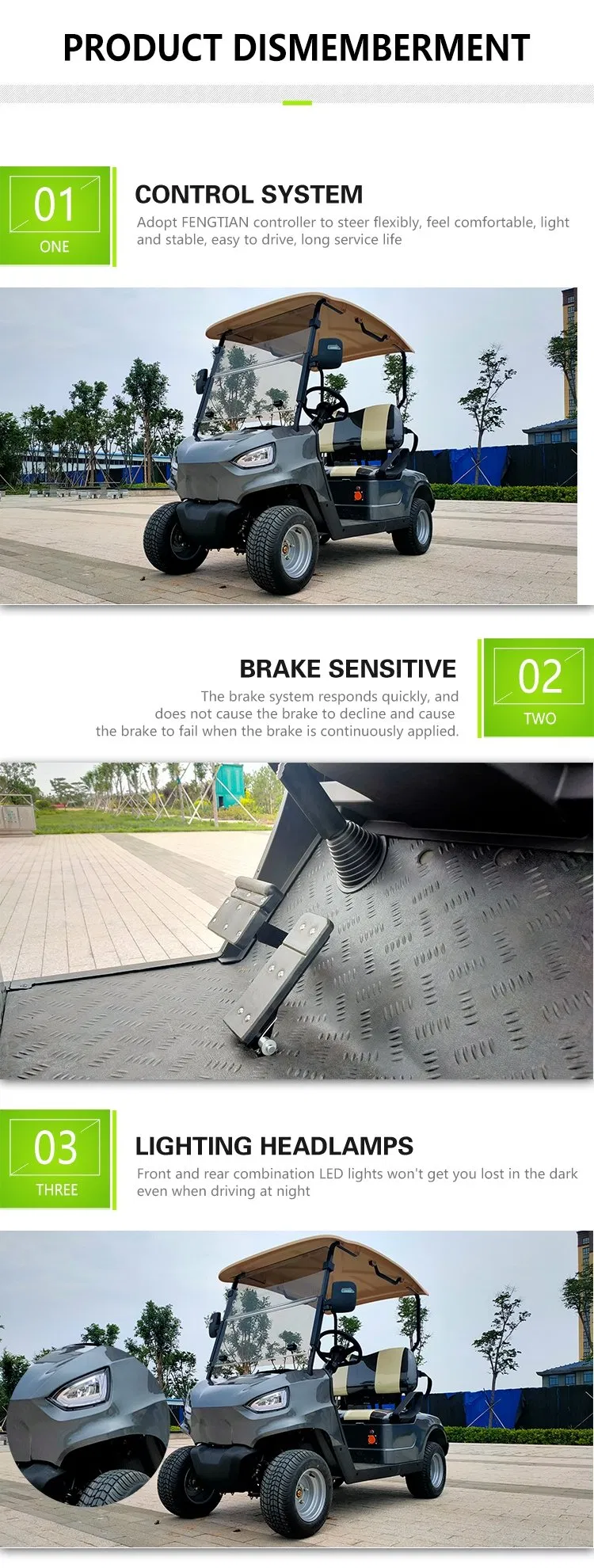 48V 4kw Haike Container 2400*1190*1800mm Shandong, China 2 Person Golf Cart