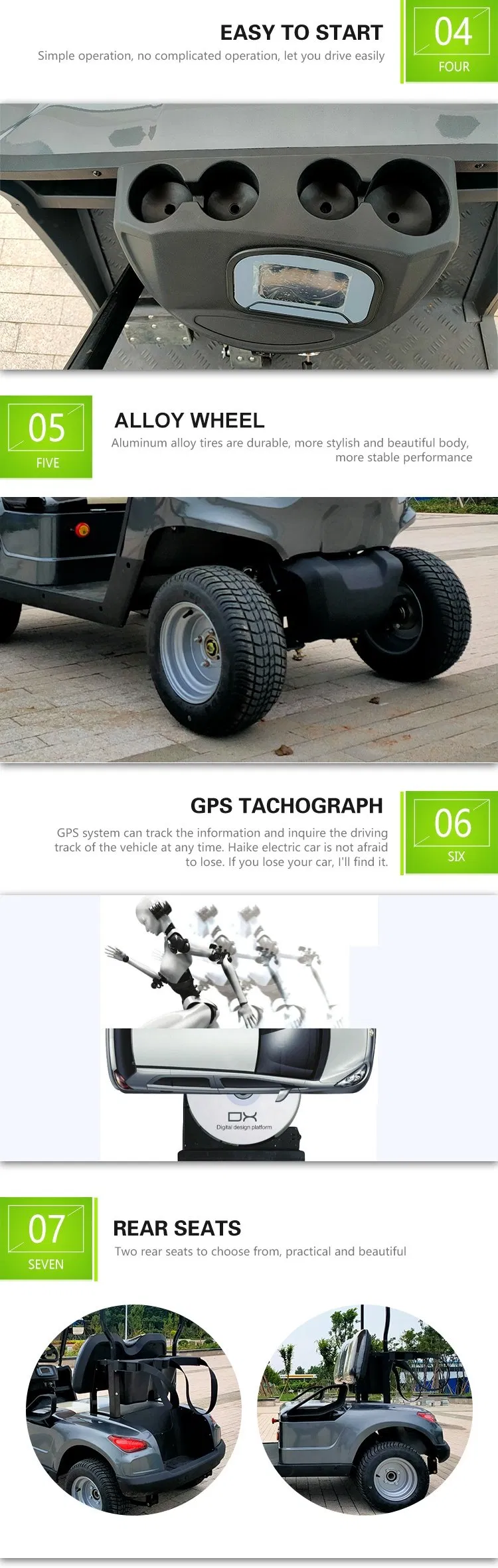 48V 4kw Haike Container 2400*1190*1800mm Shandong, China 2 Person Golf Cart